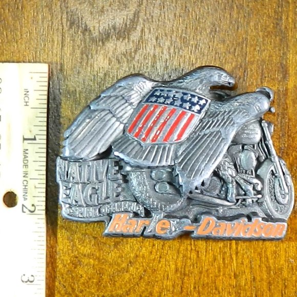 BARON 1993 HARLEY-DAVIDSON MOTORCYCLES NATIVE EAGLE SPIRIT AMERICA BELT BUCKLE - Picture 5 of 9